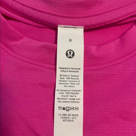 Lululemon Ultralight Waist Length T Shirt Size 8 - Picture 2 of 6